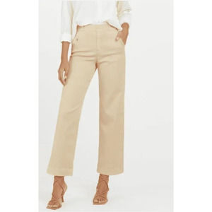 Spanx Twill Cropped Wide Leg Pants Ivory Size Large